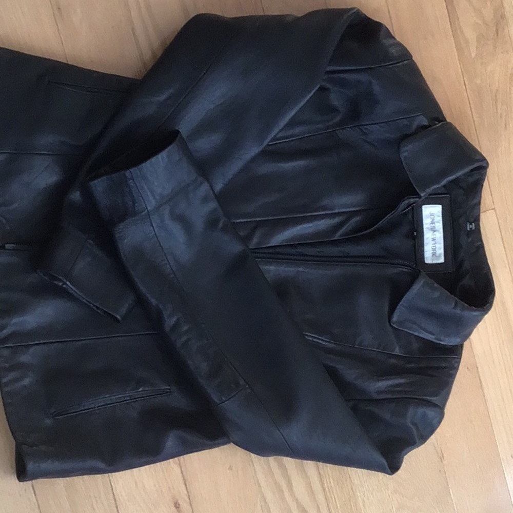 Black leather short jacket